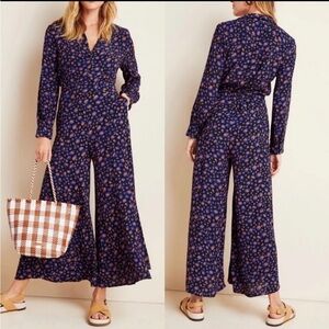 NWOT Anthropologie Loveland Animal Print Wide Leg Jumpsuit Size 2